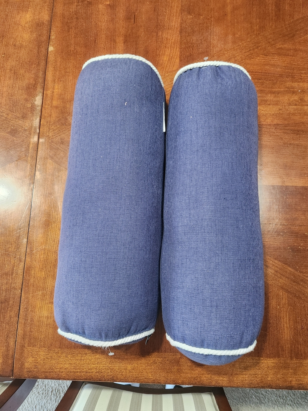 Ralph Lauren Navy RL Embroidered Neck Roll Pillows - Pair - Picture 4 of 5